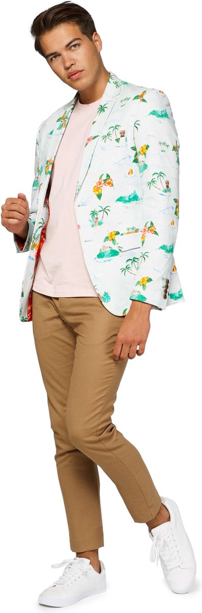 OppoSuits Deluxe Tropical - Hawaiian - Heren Blazer - Carnavalskleding - Zomers - Aloha Blue - Maat EU 52