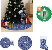 vidaXL Kerstboomrok luxe met sok 90 cm stof blauw Kerstboomrok Inclusief Reiniger