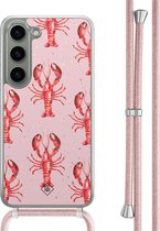 Casimoda® hoesje met rosegoud koord - Geschikt voor Samsung S23 - Lobster - Afneembaar koord - TPU/polycarbonaat - Roze