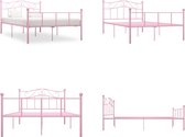 vidaXL Bedframe metaal roze 140x200 cm - Bedframe - Bedframes - Tweepersoonsbed - Tweepersoonsbedden