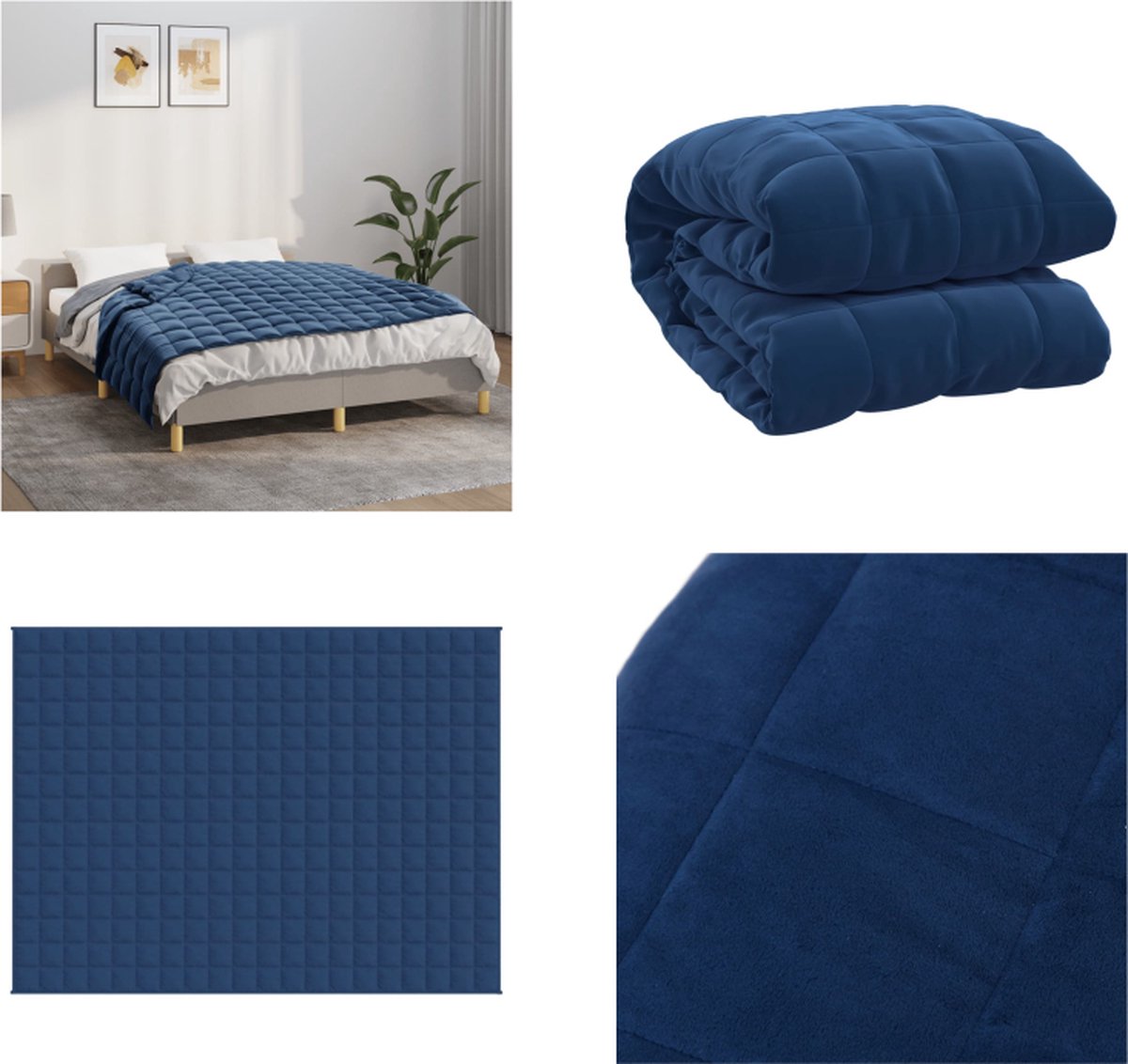vidaXL Verzwaringsdeken 150x200 cm 7 kg stof blauw - Verzwaringsdeken - Verzwaringsdekens - Deken - Beddengoed