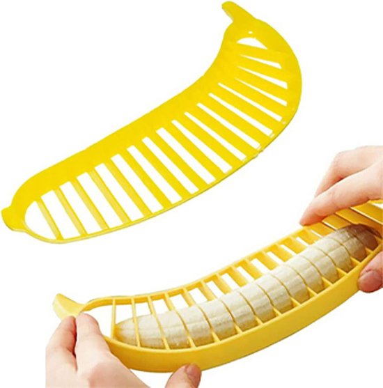 Plastic banaan snijder cutter - food grade PP - 25x7x1.4 cm - keuken