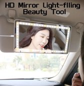 yermin beauty - Led Mirror Car - Oplaadbare Auto Zonneklep Spiegel met led - make-up spiegel met LED-verlichting - Auto Makeup Spiegel - Makeup Mirror - Handig in auto - Geel licht - wit Licht - Dimming light - Make up onderweg - Zwart