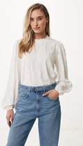 Embroidered High Neck Top Dames - Off White - Maat XXL