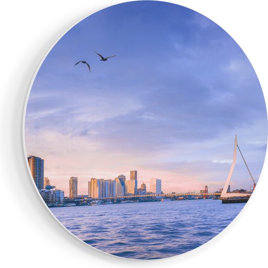 Artaza Forex Muurcirkel Rotterdamse Skyline Aan Het Water - 50x50 cm - Klein - Wandcirkel - Rond Schilderij - Muurdecoratie Cirkel
