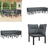 vidaXL 7-delige Loungeset poly rattan zwart en grijs - Loungeset - Loungesets - Tuinset - Loungeset Tuin