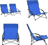 vidaXL Strandstoelen 2 st inklapbaar stof blauw - Campingstoel - Campingstoelen - Kampeerstoel - Kampeerstoelen