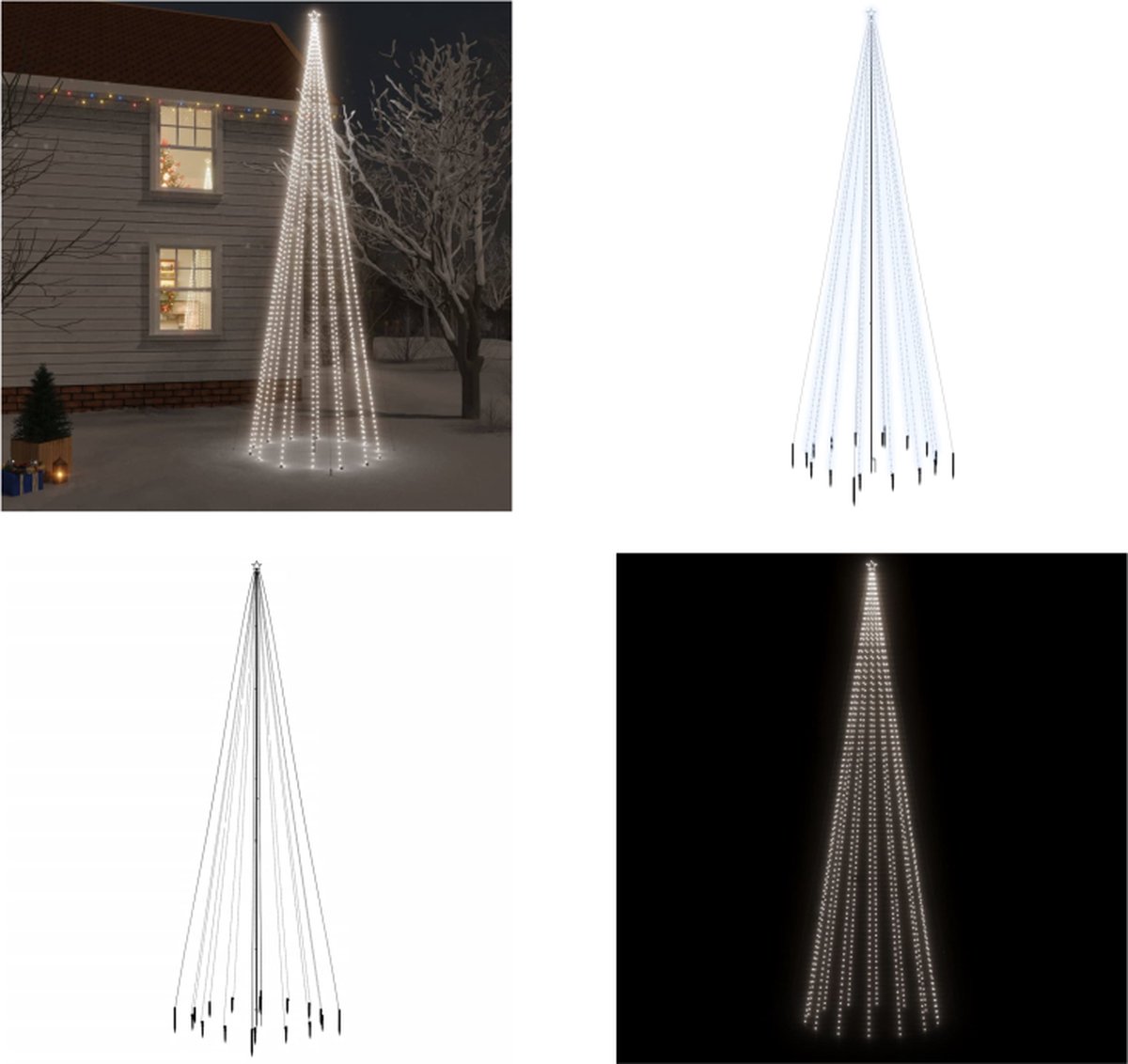 vidaXL Kerstboom met grondpin 1134 LED's koudwit 800 cm - Kerstboom Met Grondpin - Kerstbomen Met Grondpinnen - Kunstkerstboom - Kerstkunstboom