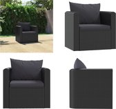 vidaXL Fauteuil met kussens poly rattan zwart - Eenpersoonsbank - Eenpersoonsbanken - Eenzitter - Eenzitters