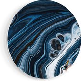 Artaza Forex Muurcirkel Abstracte Kunst - Blauwe Verf - 80x80 cm - Groot - Wandcirkel - Rond Schilderij - Wanddecoratie Cirkel