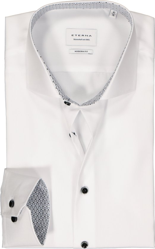 ETERNA modern fit overhemd - popeline - wit (contrast) - Strijkvrij - Boordmaat: 40