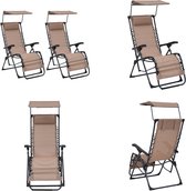 vidaXL Terrasstoelen 2 st inklapbaar textileen taupe - Ligstoel - Ligstoelen - Tuinstoel - Tuinstoelen