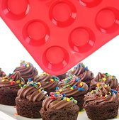 24 stuks Siliconen Mini Muffin Bakvorm ⌀ 5 cm- Cupcakes - 24 stuks - Blauw - cupcake vormpjes - Rood