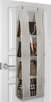 Portemonnee-organizer, boven de deur, handtas-organizer, hangende handtashanger met 4 doorzichtige vakken, opvouwbare paraplu-handtas voor familie, kledingkast en slaapkamer