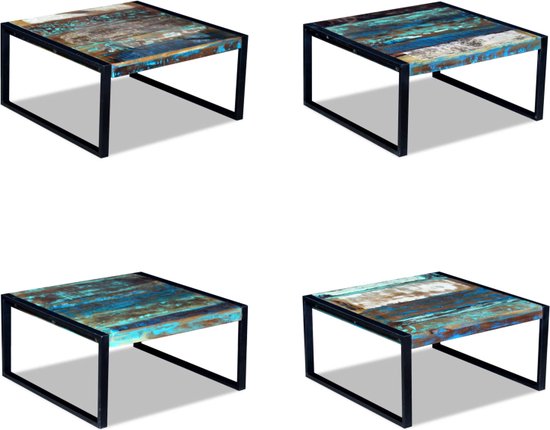 vidaXL Salontafelset - Industriële Stijl - Gerecycled Hout - Meerkleurig - 3 stuks