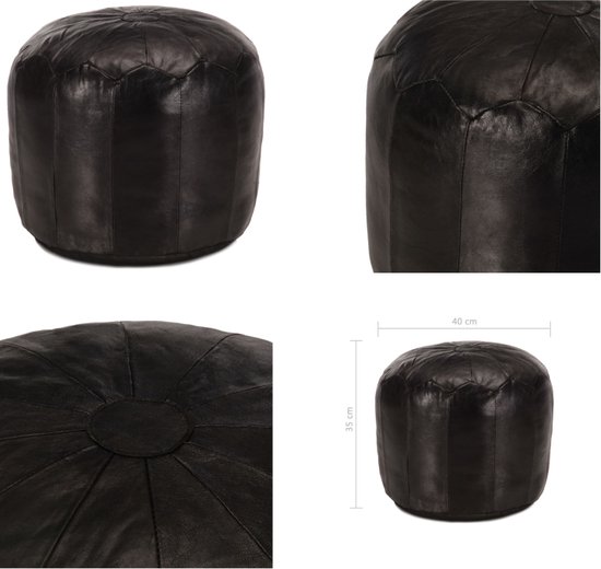 vidaXL Poef 40x35 cm echt geitenleer zwart - Poef - Poefs - Poefen - Voetsteunen