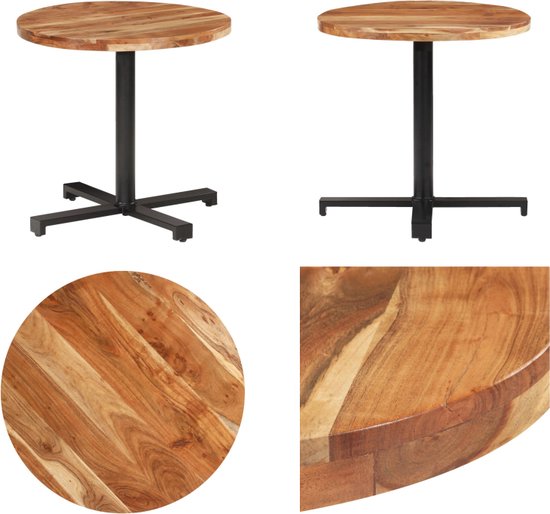 vidaXL Table de bistro ronde Ø80x75 cm Bois d'acacia massif - Table de bistro - Tables de bistrot - Table - Tables