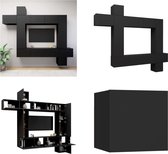 vidaXL 9-delige Tv-meubelset spaanplaat zwart - Tv-kastenset - Tv-kastensets - Tv-kasten - Tv-meubelset