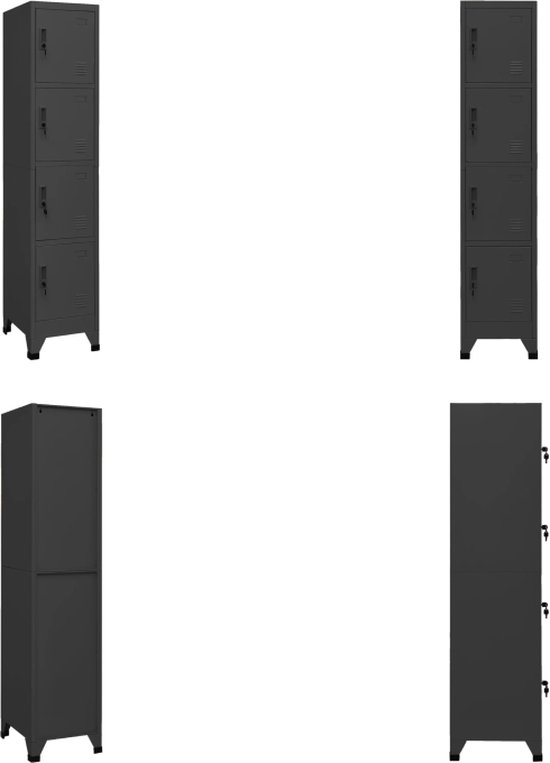 vidaXL Lockerkast 38x45x180 cm staal antracietkleurig - Lockerkast - Lockerkasten - Opbergkast - Kast