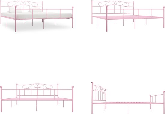 vidaXL Bedframe metaal roze 180x200 cm - Bedframe - Bedframes - Tweepersoonsbed - Tweepersoonsbedden