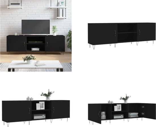 Foto: Vidaxl tv meubel 150x30x50 cm bewerkt hout zwart tv meubel tv meubelen tv kast opbergkast