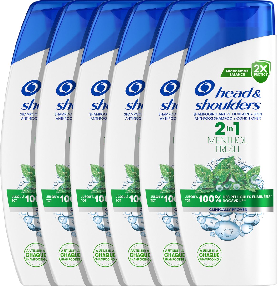 Head & Shoulders Menthol Fresh 2-in-1 - Anti-Roos Shampoo - Verfrissende Mentholgeur - Voordeelverpakking 6 x 300 ml