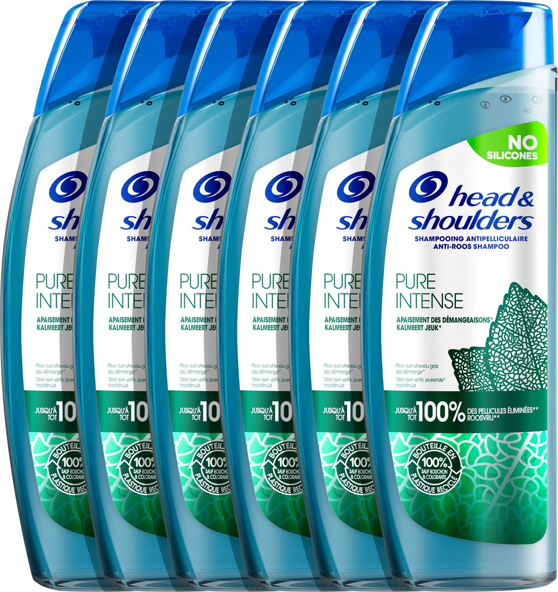 Head & Shoulders Pure Intense Kalmeert Jeuk - Anti-roos shampoo - Met Pepermunt - Voordeelverpakking 6 x 250 ml