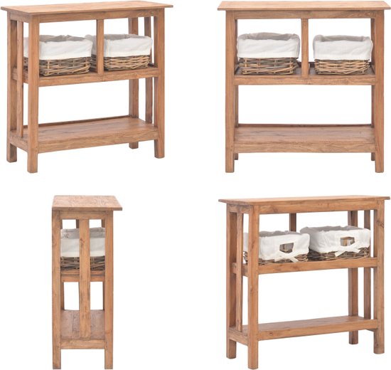 vidaXL Bijzettafel U-vormig 45x30x61 cm massief