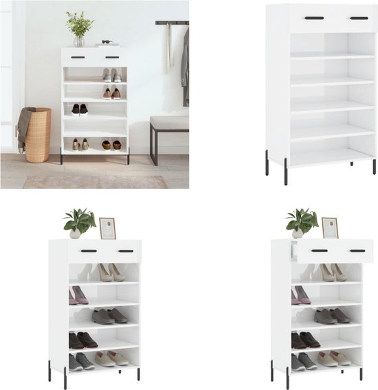 VidaXL Schoenenkast 60x35x105 cm bewerkt hout zwart