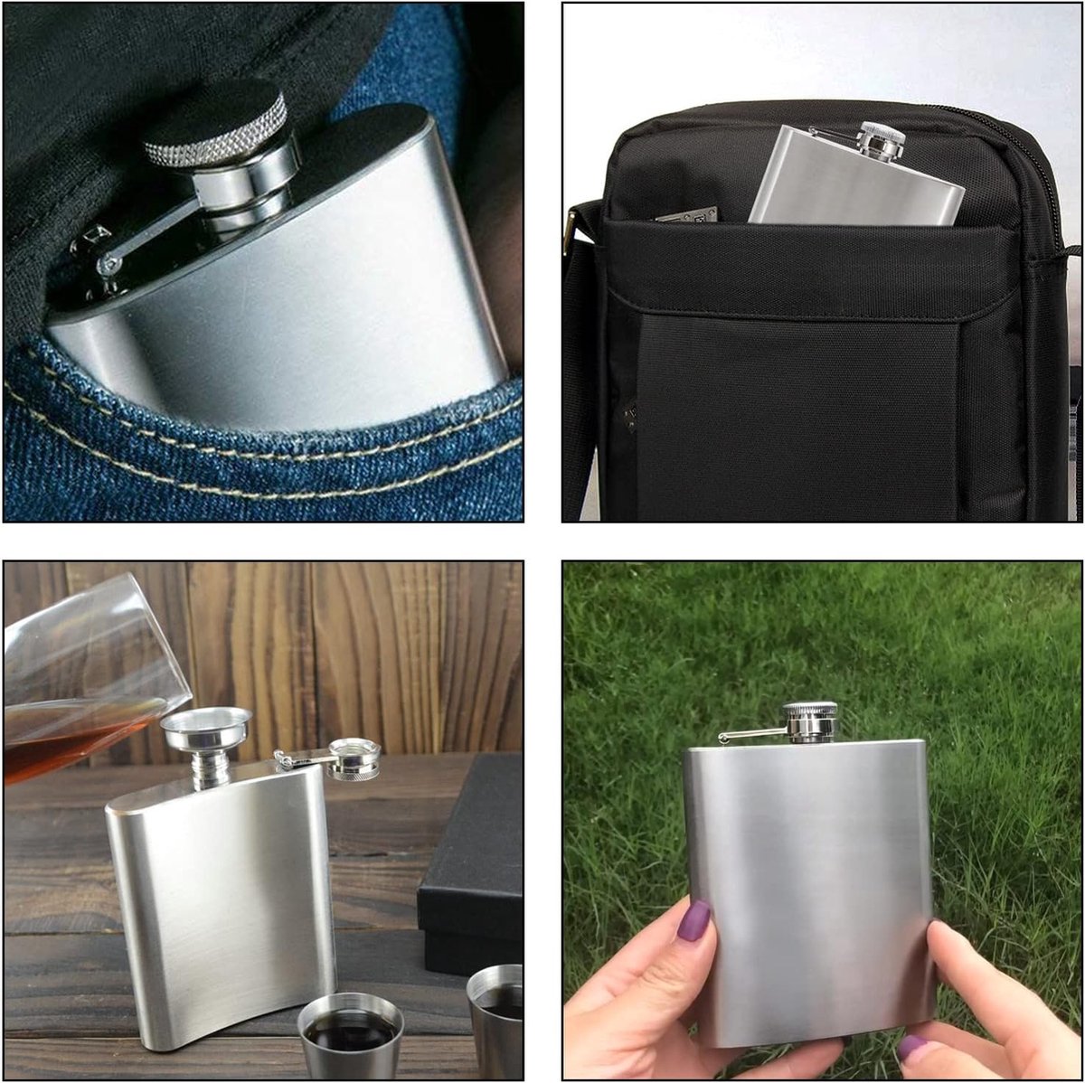Lot De 10 Flasques En Verre 20ml Avec Bouchons Dorés Et Entonnoir - Mini Bouteilles Poche