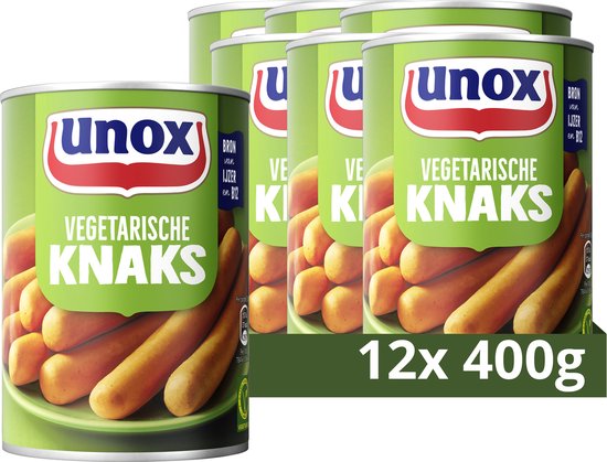 Unox Knakworst - Vegetarische Knaks - bron van ijzer en vitamine B12 - 12 x 400 g