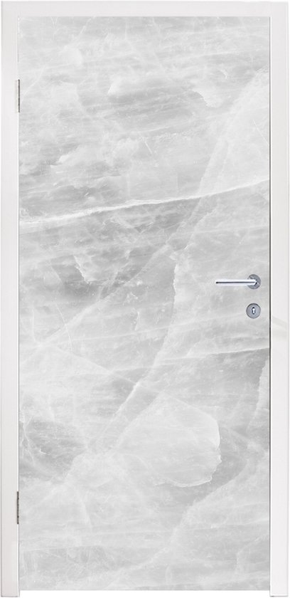 Deurposter 80x205 cm - Deursticker Marmer - Steen - Wit - Luxe - Marmerlook - Meubelfolie zelfklevend - Deurfolie woonkamer - Interieurfolie fotobehang - Deur plakfolie - Deurstickers - Deurbehang sticker - Kamer decoratie