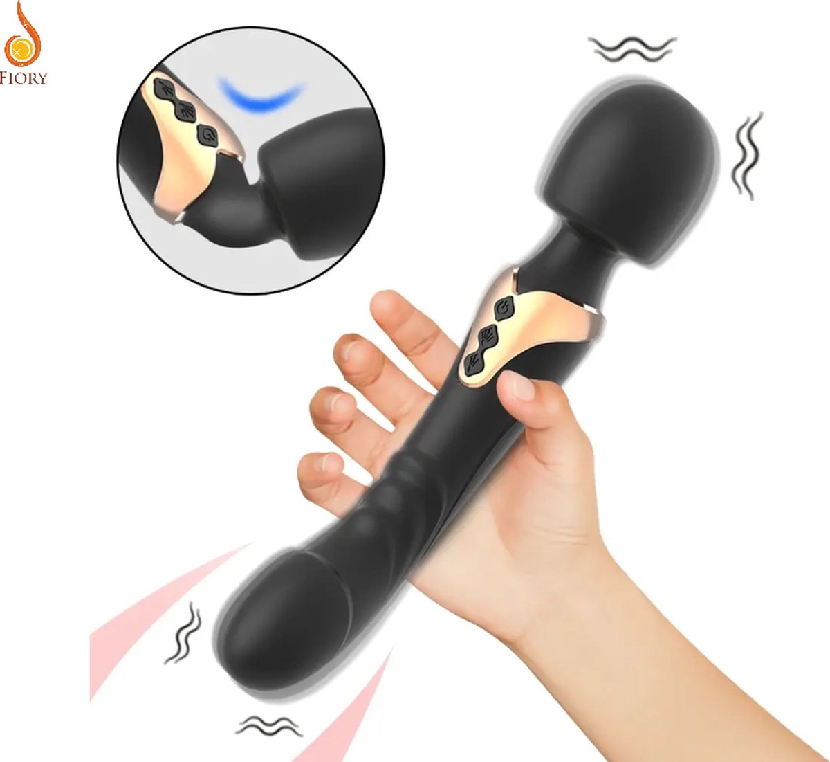 Goedkoopste Fiory Wandvibrator | Microfoon en Penis vibrator| 2 in 1| 20 verschillende standen| Clitoris stimulator| G-spot Vibrator| Waterbestendig| Massage| USB oplaadbaar| zwart