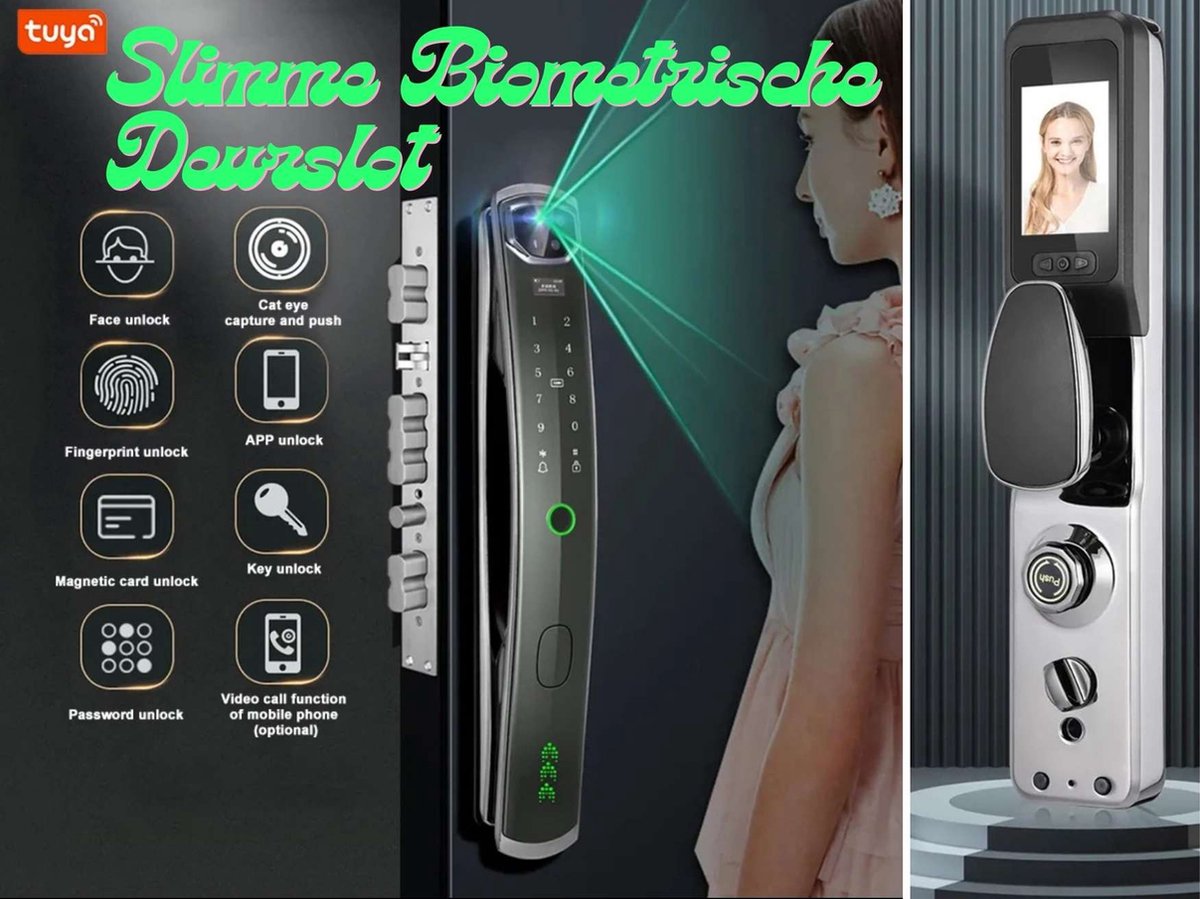 Slimme Digitaal Deurslot -Gezichtsherkenning & Biometric -BLS- Donker Groen - Yiwu