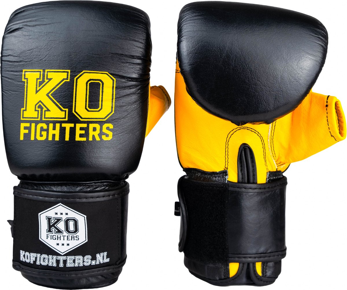 KO FIGHTERS (Kick) Bokshandschoenen - Zakhandschoenen - Leder - Geel - S