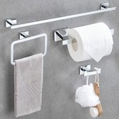 4-delige handdoekenrek badkameraccessoireset, 40 cm lange roestvrijstalen handdoekrail toiletrolhouder handdoekring badjashaak boren handdoekenrek wandgemonteerd handdoekenrek, zilver