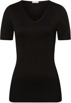 Hanro Cotton Seamless T-shirt V-hals - 0019 Black - maat 38 (38) - Dames Volwassenen - 100% katoen- 071603-0019-38