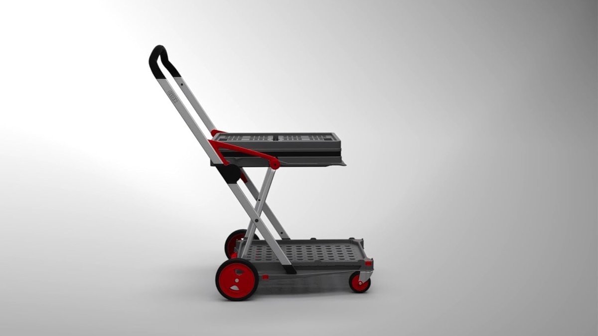 Chariot De Transport Pliable CLAX | 2 Boîtes Incluses, Charge 60kg | Rouge, Aluminium, Roues Escaliers