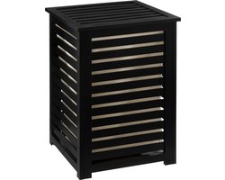 Wasmand met deksel - Bamboe - Zwart - 65 l - 40 cm x 38 cm x 58 cm