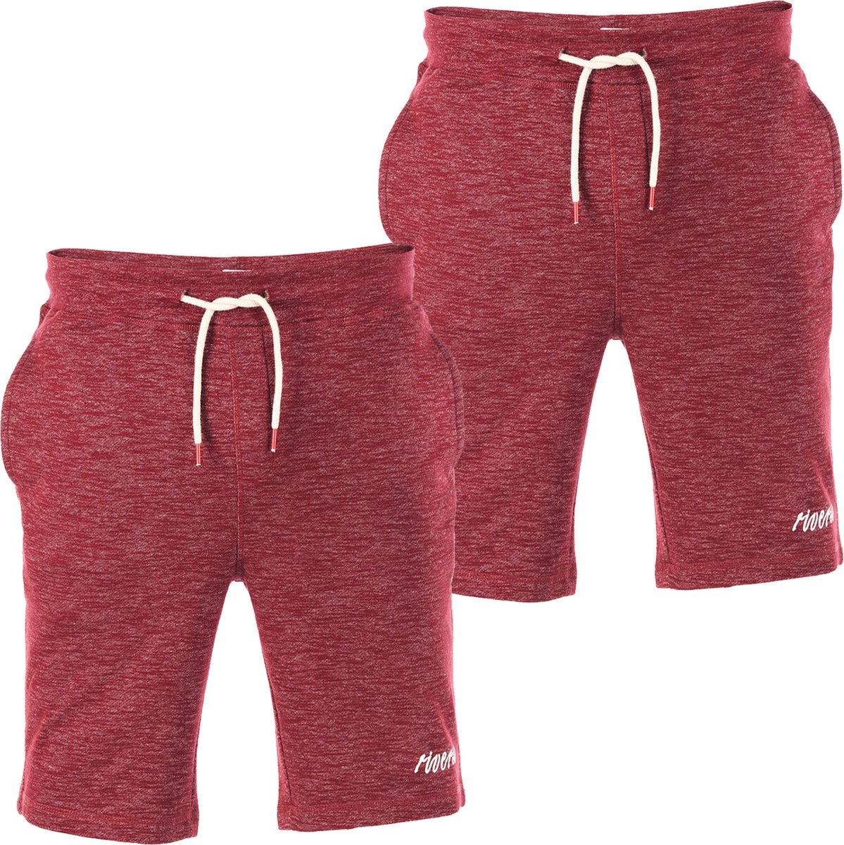 riverso Heren Short RIVMike 2 Pack regular/straight Rood S Volwassenen Korte joggingbroek