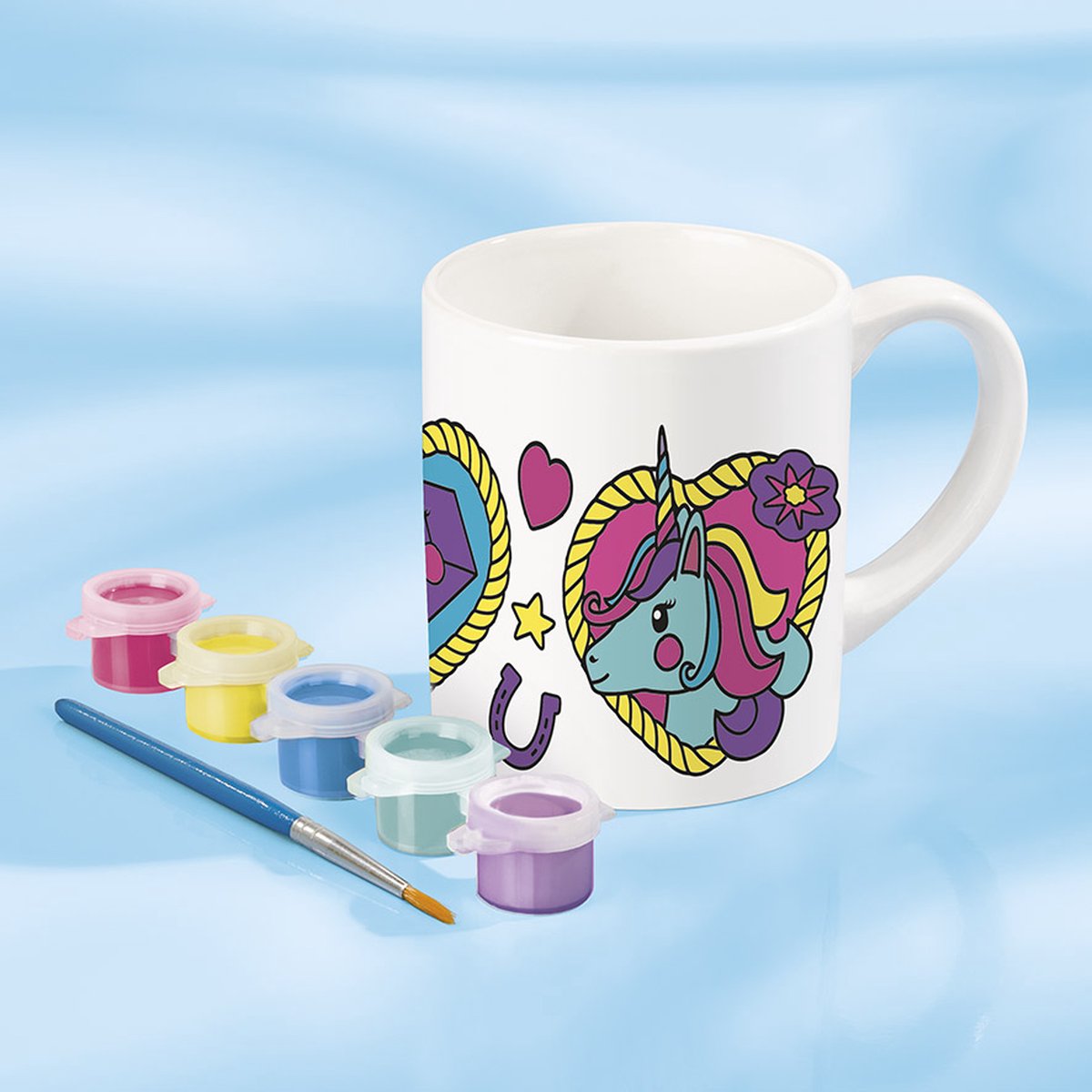Totum Unicorn inkleur mok beker beschilderen speelgoed meisjes - knutselset keramiek incl verfstrip en penseel - knutselen cadeau tip — afbeelding 13