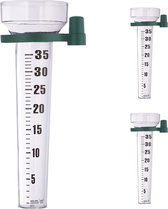 Relaxdays regenmeter tot 35 mm/m² - set van 3 - kunststof pluviometer - met groene houder