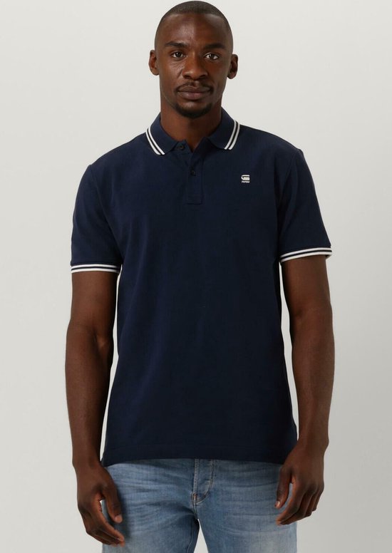 G-Star Raw Dunda Slim Stripe Polo S/s Polo's & T-shirts Heren - Polo shirt - Blauw - Maat XL