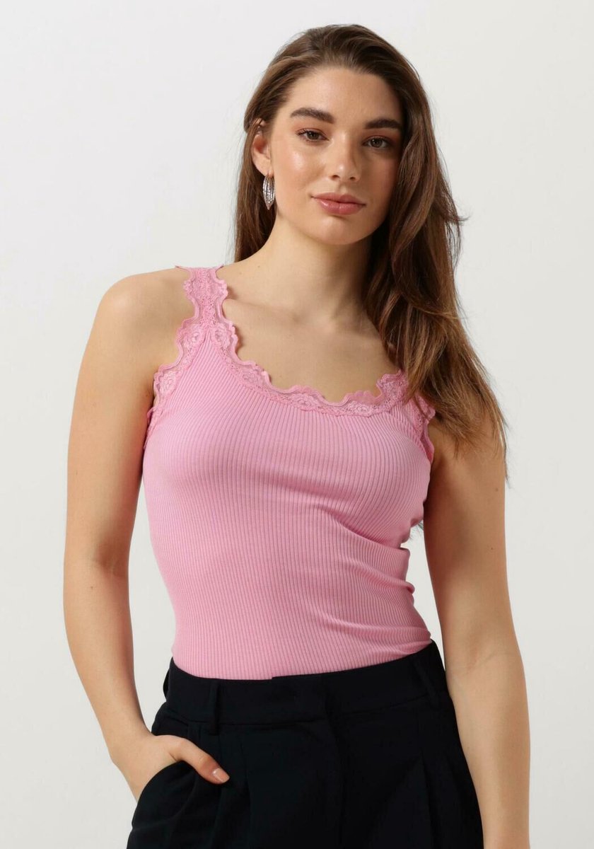 Rosemunde Silk Top W/ Lace Tops & T-shirts Dames - Shirt - Roze - Maat L