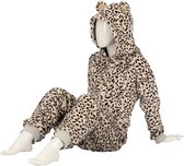 Zachte luipaard/cheetah print onesie voor kinderen roze maat 128/140 - Jumpsuit huispak met dierenprint