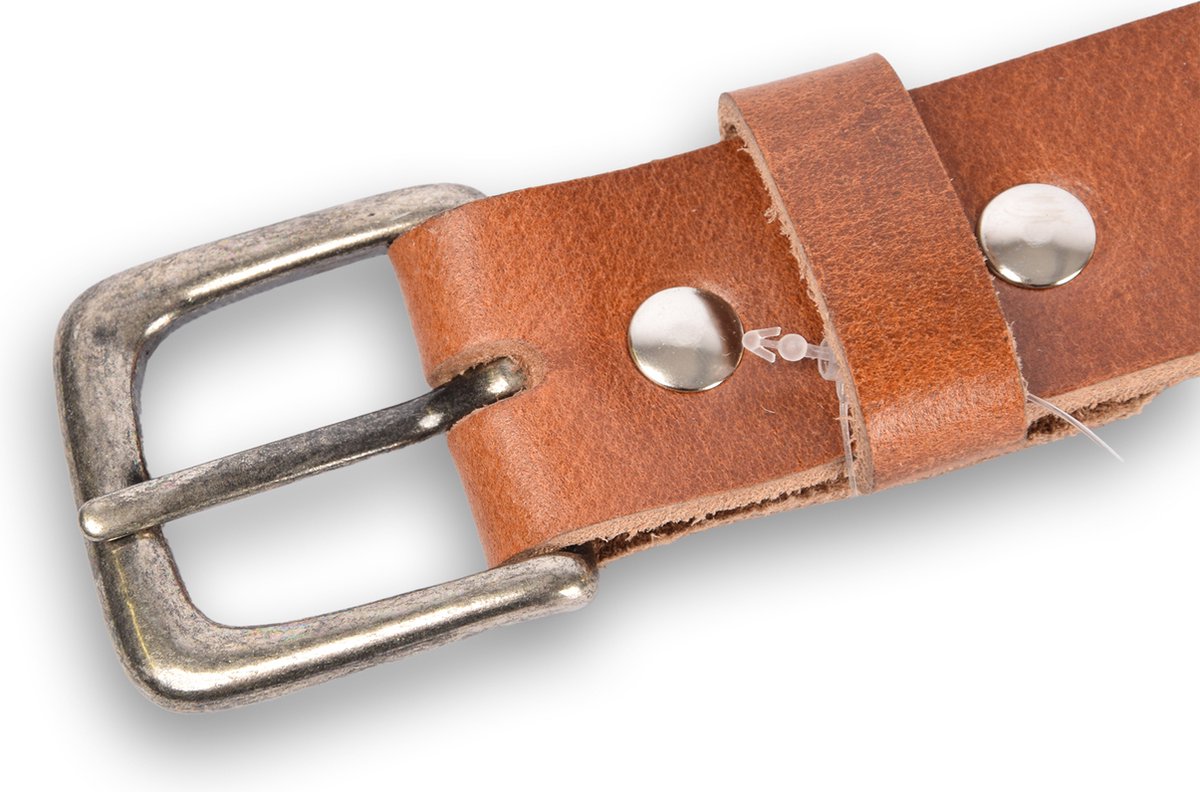 ROYALZ Leren Riem voor mannen gemaakt van stoer 4 mm Buffelleder, Vol Leder herenriem, Größe Gürtel:115, Farbe Style Gürtel:Bruin - Gesp Geborsteld