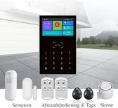 Alarmsysteem | 4G doormelden | inclusief Display | Deur sensor | PIR Sensor, | 2 x Tag (druppel) | 2x Afstandsbediening | Sirene