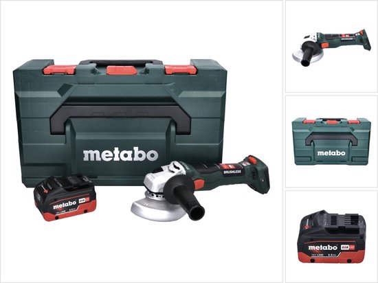 Metabo W 18 LT BL 11-125 Snoerloze haakse slijper 18 V 125 mm borstelloos + 1x oplaadbare accu 5,5 Ah + metaBOX - zonder lader