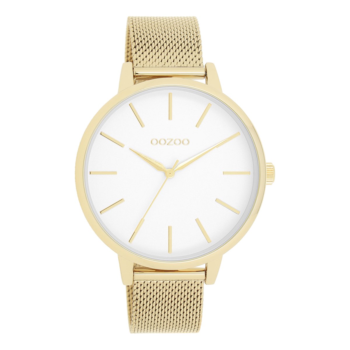 Goudkleurige OOZOO horloge met goudkleurige metalen mesh armband - C11363