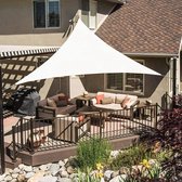Voile d'ombrage imperméable 3,6 x 3,6 x 3,6 m triangulaire en polyester PES protection solaire coupe-vent balcon terrasse protection UV 95 % pour balcon jardin blanc crème